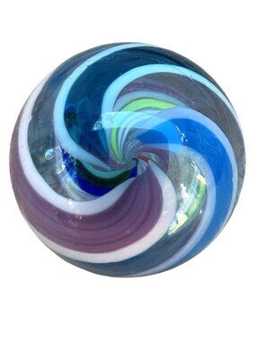 Handmade Swirled Glass Marble With Multicolor Design - Collectors Item